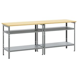 vidaXL Ty&ouml;p&ouml;yt&auml;setti hyllyll&auml; 2 pcs Harmaa 200 x 55 x 85 cm Ter&auml;s