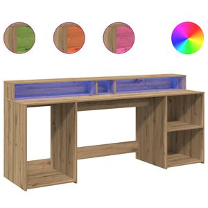 vidaXL Ty&ouml;p&ouml;yt&auml; LED-valoilla artesaani tammi 200x55x91 cm tekninen puu