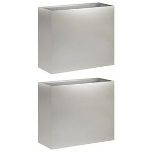 vidaXL Puutarha ruukku 2 kpl Hopea 50 x 20 x 40 cm Ruostumaton ter&auml;s