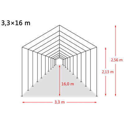vidaXL Irrotettava karjateltta PVC 550 g/m² 3,3x16 m tummanvihreä