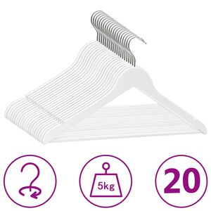 vidaXL 20 kpl vaateripustinsarja liukumaton valkoinen kovapuu