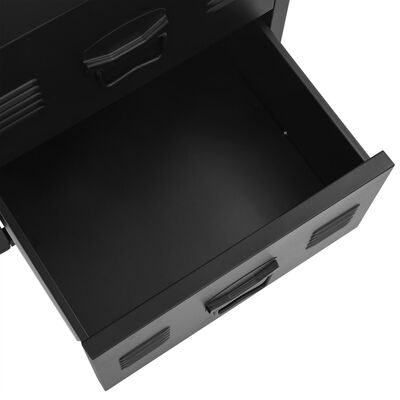 vidaXL Työpöytä laatikoilla teollinen musta 120x55x75 cm teräs