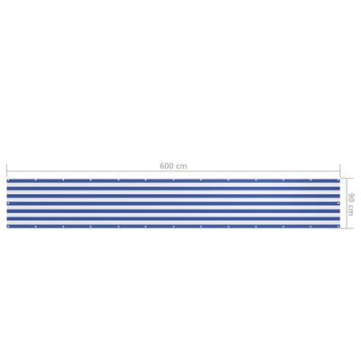 vidaXL Parvekkeen suoja sinivalkoinen 90x600 cm Oxford kangas