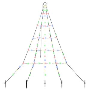 vidaXL LED-joulukuusi maapistokkeilla Monivärinen 180 cm Metalli