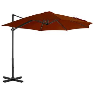 vidaXL Aurinkovarjo cantilever alumiinitolpalla 300 cm terrakotta