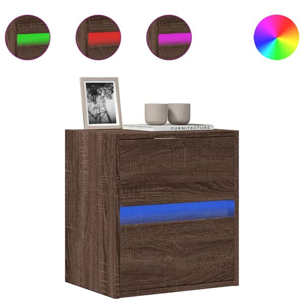 vidaXL TV-sein&auml;kaappi LED-valoilla ruskea tammi 41x31x45 cm