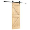 vidaXL Liukuovi Luonnollinen ja musta 70 x 210 cm Massiivinen m&auml;nty
