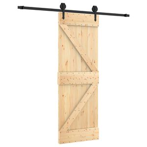 vidaXL Liukuovi Luonnollinen ja musta 70 x 210 cm Massiivinen m&auml;nty