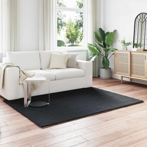 vidaXL Keinotekoinen Kanin Turkis Matto Olite Musta 160 x 230 cm