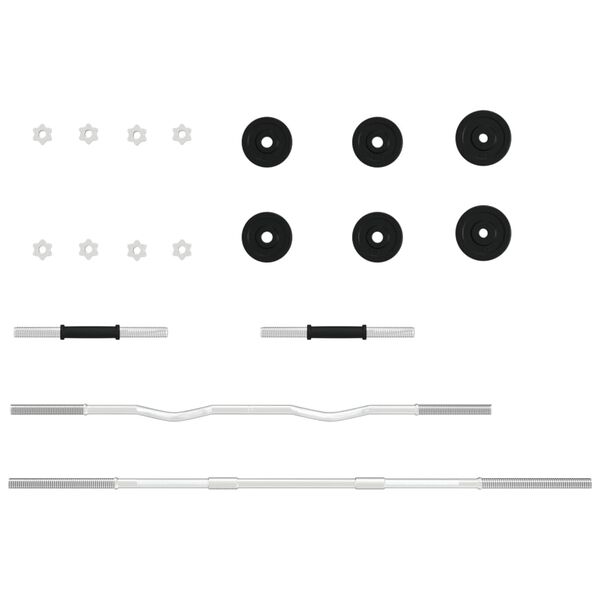 vidaXL Painonnostotanko ja k&auml;sipainosarja 30 kg valurauta