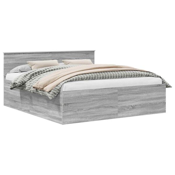 vidaXL S&auml;ngyn runko p&auml;&auml;tyll&auml; Harmaa Sonoma 200 x 200 cm Tekninen puu