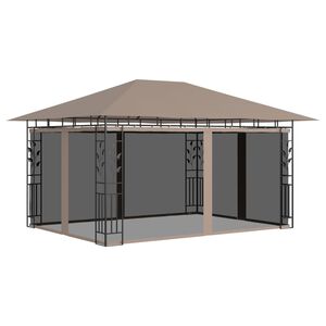 vidaXL Huvimaja hyttysverkolla 4x3x2,73 m harmaanruskea 180 g/m&sup2;