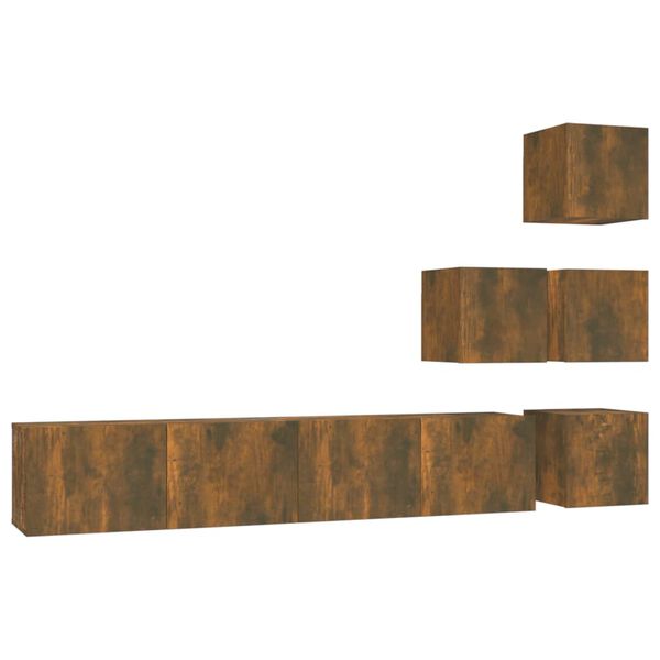 vidaXL Seinäkiinnitettävä TV-kaappi savutammi tekninen puu