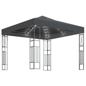 vidaXL Huvimaja LED-valonauhoilla 3x3 m antrasiitti kangas