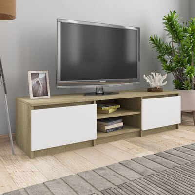 vidaXL TV-taso valkoinen ja Sonoma-tammi 140x40x35,5 cm lastulevy
