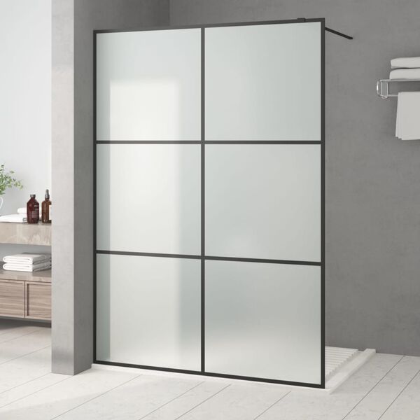 vidaXL Walk-in suihkusein&auml;ke musta 140x195 cm huurrettu ESG-lasi