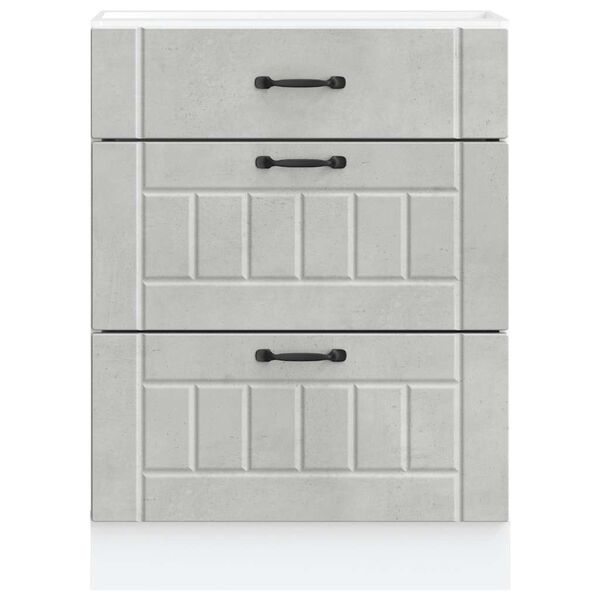 vidaXL Keitti&ouml;n pohjakaappi Lucca betoniharmaa suunniteltu puu