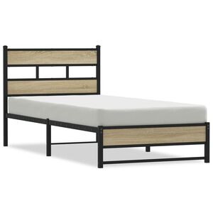 vidaXL Metallinen s&auml;ngynrunko ilman patjaa Sonoma-tammi 75x190 cm