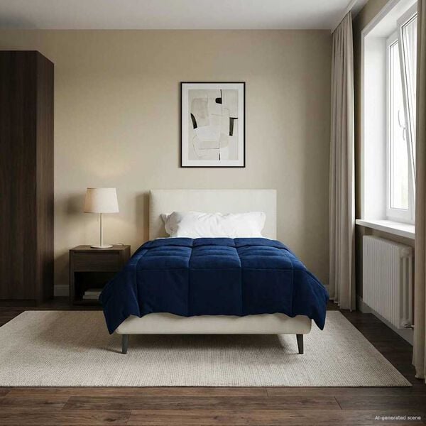 vidaXL Kes&auml;peitto Quiltottu Tumma Sininen 140 x 220 cm Mikrokuitu