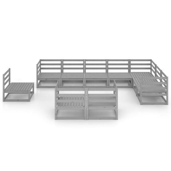 vidaXL 10-osainen puutarhasohvasarja harmaa t&auml;ysi m&auml;nty