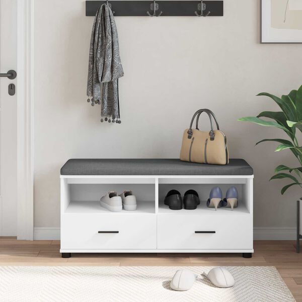 vidaXL Halli penkki tyynyll&auml; Valkoinen 100 x 38 x 46 cm