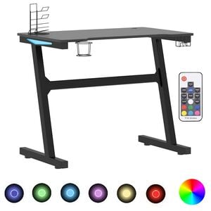 vidaXL Pelip&ouml;yt&auml; LED-valot ja Z-muotoisilla jaloilla musta 90x60x75 cm