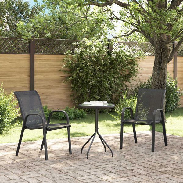 vidaXL Puutarhan Bistro Set 3 pcs Musta Teräs