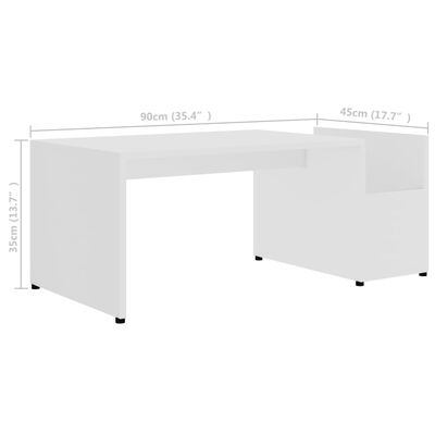 vidaXL Sohvapöytä valkoinen 90x45x35 cm lastulevy