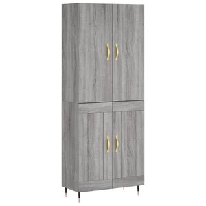 vidaXL Kaappi harmaa Sonoma 69,5x34x180 cm tekninen puu