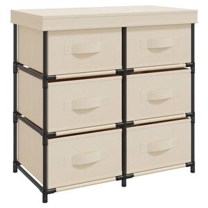 vidaXL S&auml;ilytyskaappi 6 laatikolla 55x29x55 cm kerma ter&auml;s