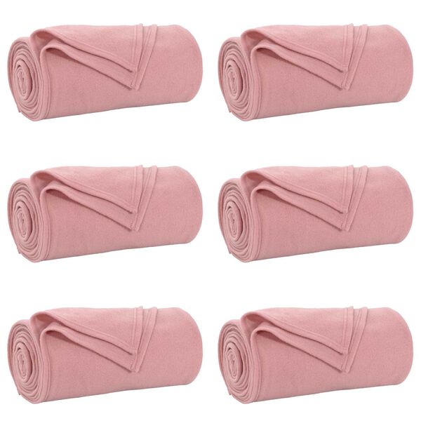 vidaXL Heittop&auml;&auml;llys 6 pcs Pinkki 170 x 130 cm Fleese