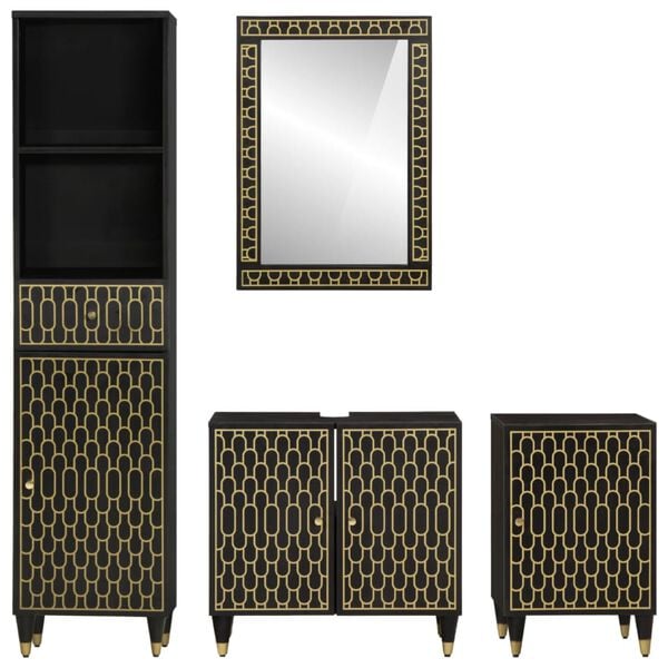 vidaXL 4-osainen Kylpyhuoneen kalustesarja täysi mangopuu