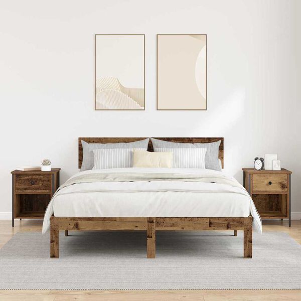 vidaXL Y&ouml;p&ouml;yt&auml;kaappi 2 pcs Vanha puu 40 x 42 x 50 cm Tekninen puu