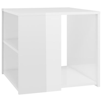 vidaXL Sivupöytä korkeakiilto valkoinen 50x50x45 cm lastulevy