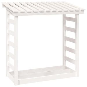 vidaXL Polttopuuteline valkoinen 108x64,5x110 cm t&auml;ysi m&auml;nty