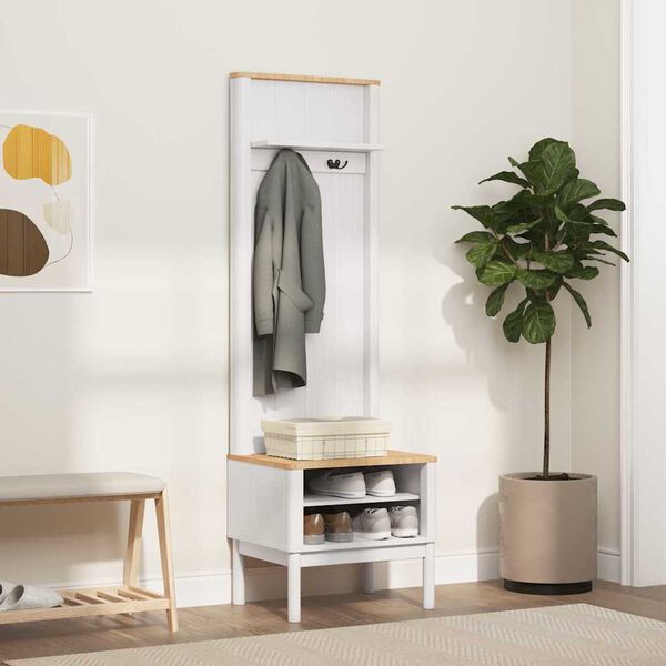 vidaXL Eteiskaappi FLORO Valkoinen 50 x 40 x 158 cm Massiivinen m&auml;nty