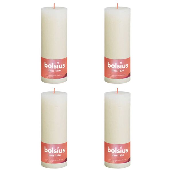 Bolsius Pilarikynttil&auml;t Shine 4 kpl 190x68 mm pehme&auml; helmi