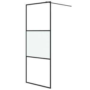 vidaXL Walk-in suihkusein&auml;ke musta 80x195 cm puolihuurrettu ESG-lasi