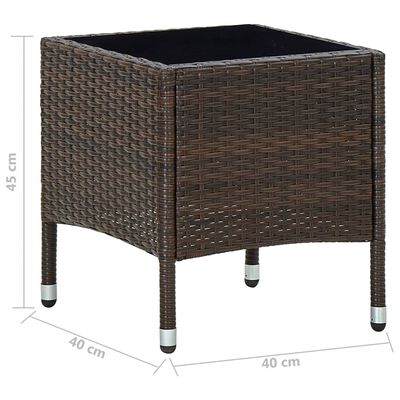 vidaXL Puutarhapöytä ruskea 40x40x45 cm polyrottinki