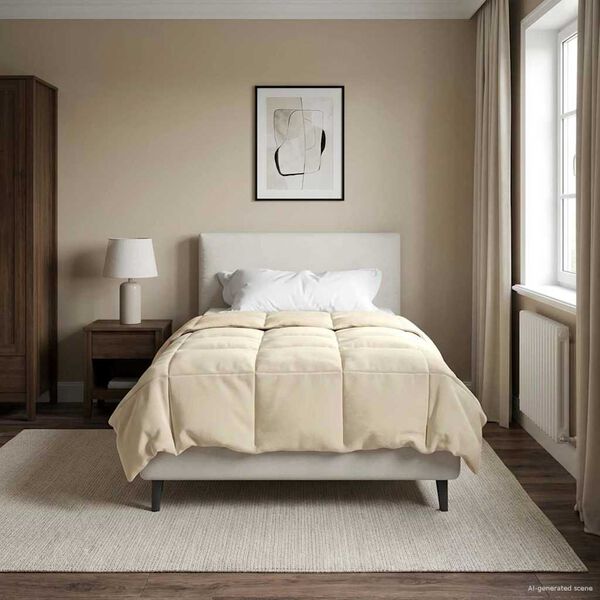 vidaXL Koko Vuoden Peitto Quiltottu Kerma 140 x 220 cm Mikrokuitu