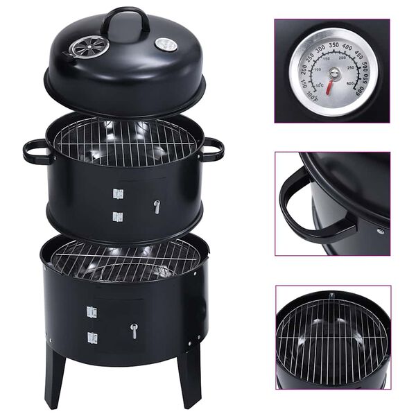 vidaXL 3-in-1 hiilisavustin BBQ-grilli 40x80 cm