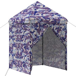 vidaXL Pikagazebo 4 sivusein&auml;ll&auml; 2 x 2 m Sininen camo