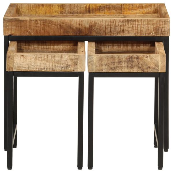 vidaXL Sarjap&ouml;yd&auml;t 3 kpl t&auml;ysi karkea mangopuu ja rauta