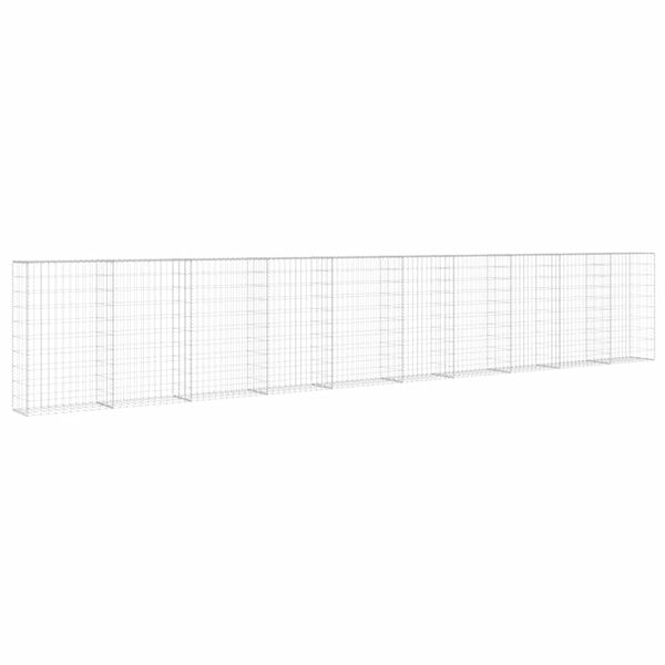 vidaXL Gabionsein&auml; kansilla galvanoitu ter&auml;s 600x30x100 cm