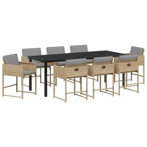 vidaXL Piharuokailu setti 9 pcs Beige polyrottinki