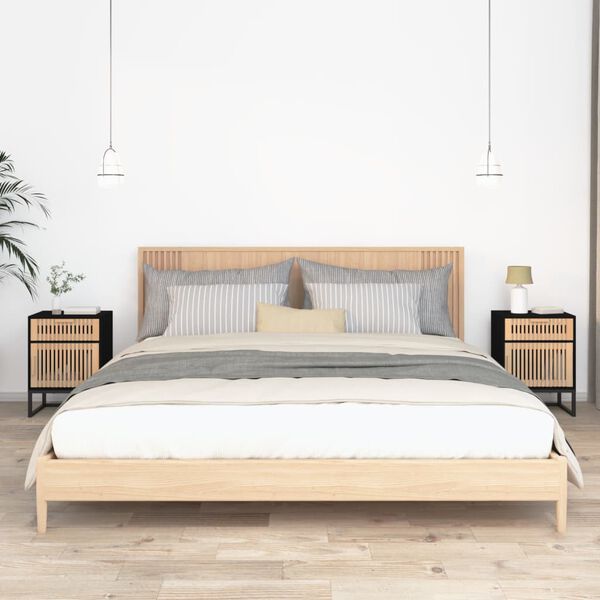 vidaXL Yöpöydät 2 kpl musta 40x30x55,5 cm tekninen puu ja rauta