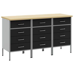 vidaXL Ty&ouml;p&ouml;yt&auml;kaappi 3 kpl Mustat ja harmaa 150 x 55 x 85 cm