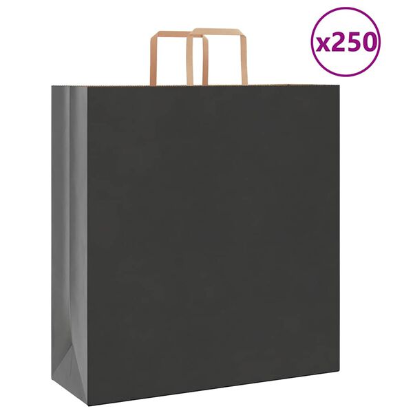 vidaXL Paperikassit 250 kpl kahvoilla musta 45x17x48 cm