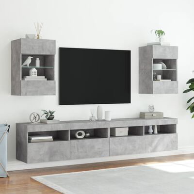 vidaXL TV-seinäkaappi LED-valoilla betoninharmaa 40x30x60,5 cm