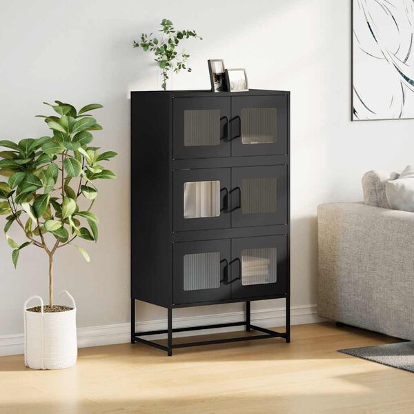 vidaXL Highboard Musta 68x39x123 cm Teräs
